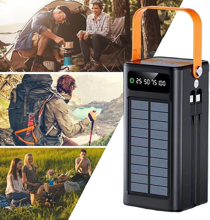 High-Capacity Solar Battery Banks, 120W External Power Packs, 50000mAh Survival Gear, Built-in Cable Chargers, Multi-Output Portable Stations