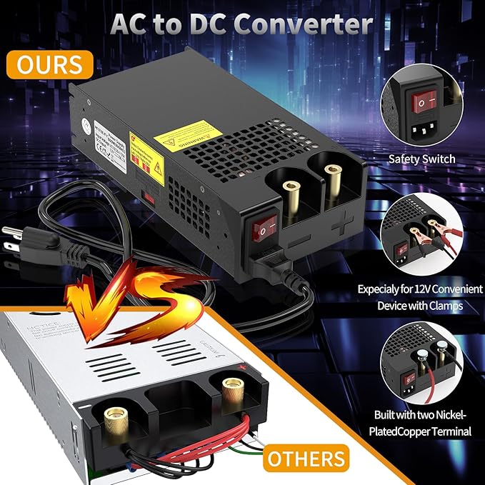 MYSWEETY 12V Power Supply, AC to DC Converter 110V AC to 12V DC Converter, New Version Power Supply Max 83.4A 1000W Transformer for RV, Radio/Car Stereos, LED Strip, Travel, 3D Printer