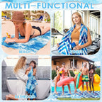 FuWeave 6 Pcs 72 x 36 Microfiber Oversized Beach Towels Large Absorbent Thin Compact Lightweight Sand Free Quick Dry Towels Pack for Travel Pool Yoga Gym Sports Beach Accessories