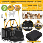 PAWZIDEA Expandable Pet Carrier Airline Approved, 18"×11"×11" Small Dog Carriers, Collapsible Top-Load Cat Carrier for 2 Cats Under Seat, Soft-Sided Puppy & Animal Travel Bag, ID Card, Up to 15lbs