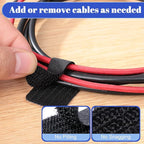 100 Pcs Hook and Loop Cable Ties, Self Adhesive Cable Management Desktop Cable Straps, Adjustable Cord Organizer for Desk Home Office Organization (Black)