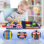 Gojmzo Busy Board Montessori Toys for Toddler Boys & Girls Gifts, Sensory Toys for Toddlers, Educational Travel Preschool Activities Learning Alphabet Count Fine Motor Skills