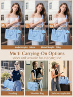 BESBESME Canvas Tote Bag for Women with Zipper & Compartments– Large Work & College Laptop Tote Crossbody Shoulder Bag