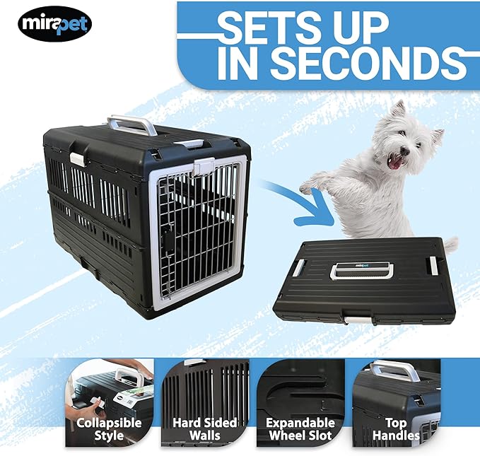 Pet Carrier & Crate, 35" L x 21" W x 27" H - Collapsible Hard Sided Kennel for Large Dogs and Cats, Portable Carrier for Indoor Outdoor Travel