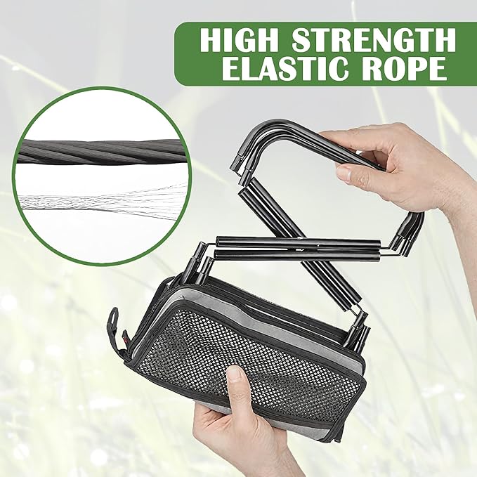 Camping Stool Pocket Chair, Lightweight Portable Stool with Shoulder Strap, Capacity 220lbs for Adults Outdoor Hiking Fishing Travel-Medium Grey