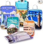 Gonex Compression Packing Cubes, 6pcs Expandable Storage Travel Luggage Bags Organizers with Shoe Bag Laundry Bag, Travel Cubes for Suitcase Carry On (Urban Landscape)