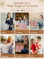 BESBESME Canvas Tote Bag for Women with Zipper & Compartments– Large Work & College Laptop Tote Crossbody Shoulder Bag