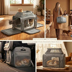 Top-Expandable Pet Carrier with Treat & Pet Window,18x11x11 Inch Delta American United Airline Approved,Soft-Sided Dog Carrier for Small Dogs and Cats,Travel Cat Carrier with Locking Safety Zippers