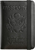 Passport Holder Cover Wallet Travel Essentials RFID Blocking Leather Card Case International Must Haves Travel Accessories for Women Men(101#Black)