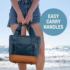CleverMade Pacifica Collapsible Cooler Bag – Small Portable Cooler Bag for Travel, Foldable Insulated Cooler for Beach, Picnic & Road Trips, Holds Up to 18 Cans, Leakproof Soft Carry Cooler - Ocean