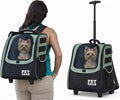 Pet Gear I-GO2 Traveler Roller Backpack, Travel Carrier, Car Seat for Cats/Dogs, Mesh Ventilation, Included Tether, Telescoping Handle, Storage Pouch, Green Clover