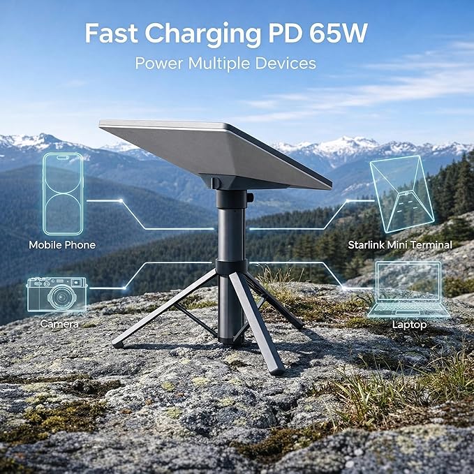 Starlink Mini Battery Pack 45000mAh 166Wh, 6–8H Runtime, All-in-One Tripod Power, IP67 Waterproof, USB-C PD Fast Charging for Camping RV Off-Grid