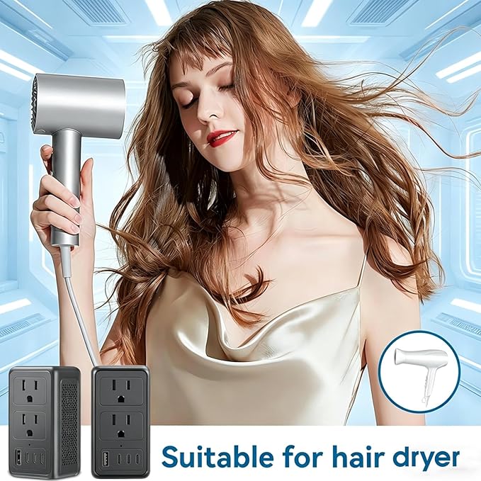 Upgraded 2000W Voltage Converter US to Europe for Hair Dryer, 220V to 110V Power Converter Adapter Combo with 1 USB A & 3 Type C, Converter European Travel Converter for 200+ Countries (Black)
