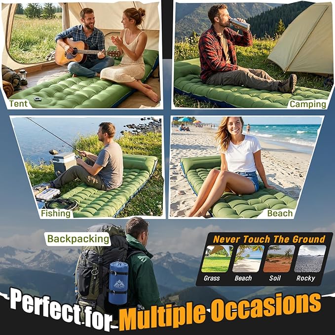 FUN PAC Camping Sleeping Pad,Ultralight Camping Mattress with Pillow, Built-in Foot Pump Inflatable Sleeping Pad Compact for Camping