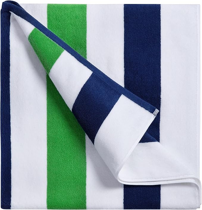 Bornbay Large Beach Towel Oversized - 40"X70" Big Cute Pool Towel, Extra Large Thick Grassgreen Beach Towels, XL Wide Fluffy Beach Towel Oversize, Giant Stripe Cotton Pool Towel for Adults