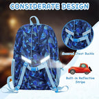 VASCHY Kids Backpack Lunch Bag Set, Boys 2-1 School Bookbag Insulated Lunch Box for Toddlers,Preschool,Daycare,Kindergarten,Elementary School Blue