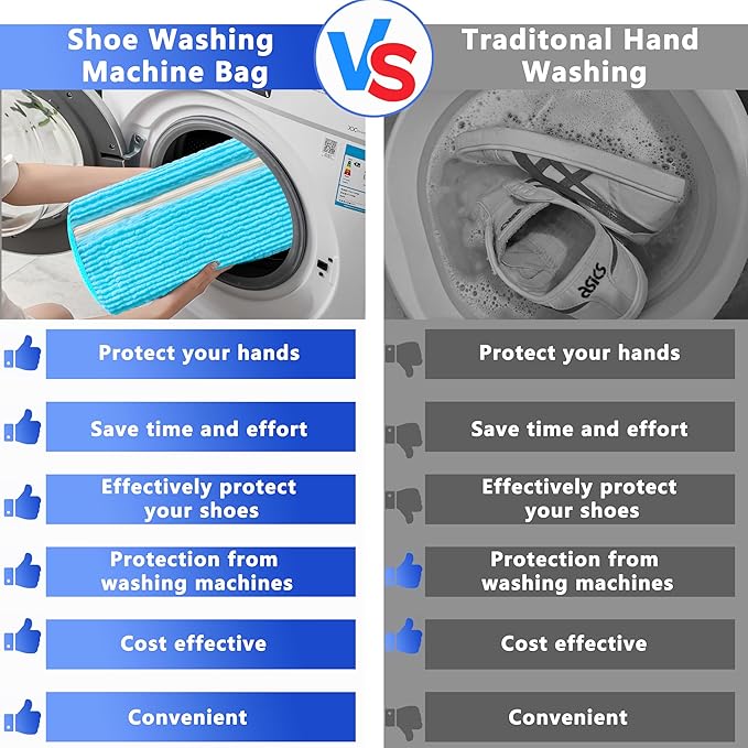 2Pcs Reusable Shoe Washing Machine Bag for Washer and Dryer:Free Up Hands, Prevent Deformation,shoe bag with Zipper Protection Design, Use for all Shoes,Sports Shoes