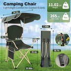 VTOY Portable Camping Chair with Canopy - Folding Chair with Canopy, Durable 600D Oxford Canopy Chair for Camping, Beach, Picnics, Fishing & Sports