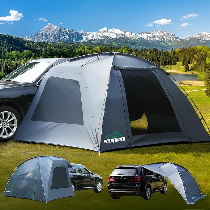 WildFinder SUV Tent, Rectangle Car Tent for Family, Waterproof & Windproof for Car Camping, Large Camping Tents with Storage Bag, SUV, Van, Jeep