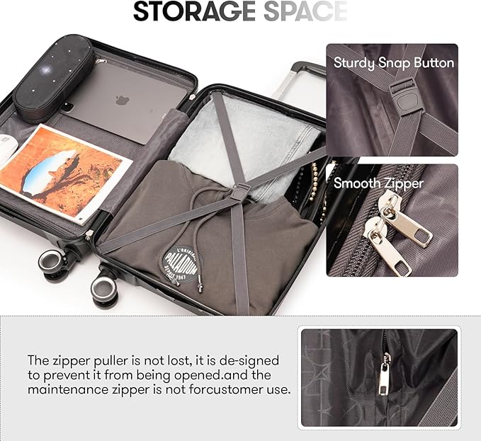 GinzaTravel Carry On Luggage 22x14x9 Airline Approved, Hard Case Luggage Sets 2 Piece, PP Small Luggage Suitcase with TSA Lock & Spinner Wheels, Black, 13/20inch