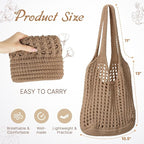 Tavaleu Crochet Tote Beach Bags for Women, Mesh Beach Tote Knit Bag, Summer Vacation Aesthetic Boho Hobo Shoulder Bag