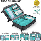 Veken 8 Set Packing Cubes for Travel Essentials, Suitcase Organizer Bags in 4 Sizes, Carry-On Luggage Accessories with Large Laundry & Hanging Toiletry Bag, Must-Have for Airplane, Road Trip & Camping