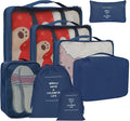 8 Set Packing Cubes for Suitcases, kingdalux Navy Blue Travel Luggage Packing Organizers with Laundry Bag, Compression Storage Shoe Bag, Clothing Underwear Bag, for Women & Man