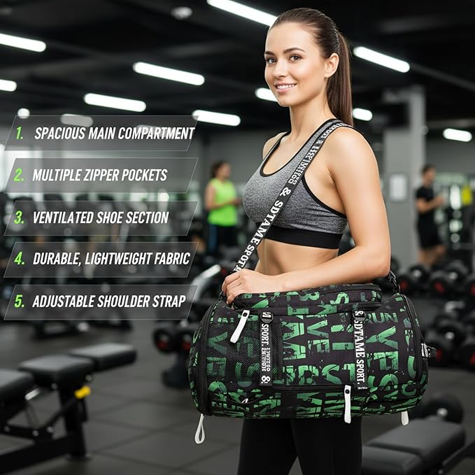Gym Duffle Bag Backpack with Shoe Compartment,4 ways Travel Backpack for Women and Men,Multi-Functional Weekender bag with Waterproof Layer&Laptop Compartment for Fitness, Travel,Camping