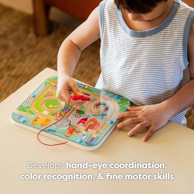 HABA Busy Board for Toddlers 2-4: Town Magnetic Maze Puzzle Game - Toddler Travel Toys for Preschoolers