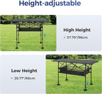 ALPHA CAMP Camping Table Outdoor Portable Adjustable Aluminum Table with Storage for Grill Travel Picnic Beach BBQ Backyards