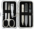3 Swords Germany - Brand Quality 6 piece Manicure Pedicure Grooming kit Set - Scissors, Metal and Glass Nail File, Clipper, Tweezers with Synthetic Leather case - Snake