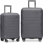 Traveler's Choice Pagosa Hardshell Expandable Luggage with Spinner Wheels, Gray, 2-Piece Set (22/26)