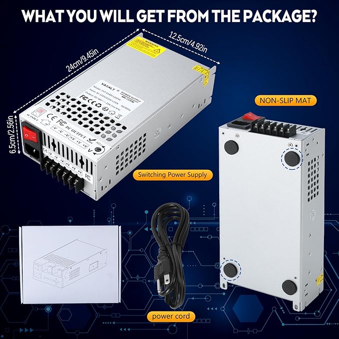 VAYALT 48V 25A 1200W DC Switching Power Supply, Universal Regulated Switching AC 110V/220V to DC 48V Transformer, Power Supply for Industrial, CCTV, Computer Project, 3D Printer, LED Strip Light