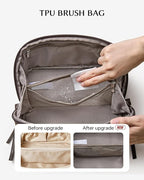EACHY Travel Makeup Bag, Large Toiletry Bag for Women, Flat-Opening Organizer Pouch with Compartments