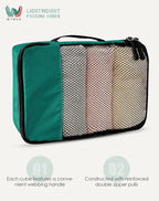WTREE 4-Piece Packing Cubes Travel Accessories Set for Suitcases - Luggage Organizer Bags with Double Zipper - Mesh Top - Small/Medium/Large/Slim - Green