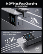 SIXTHGU Laptop Power Bank, 3-Port 20,000mAh Portable Charger with 200W Max Output, PD 3.1 Fast Charging, Flight-Approved for Travel, PowerTower, for MacBook, iPhone 17/16 Series, and More