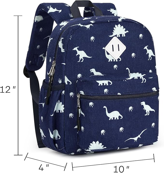 STEAMEDBUN Corduroy Toddler Backpack for Boys Girls 2-4, Kids Preschool Backpack for Kindergarten - Dinosaur