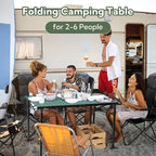 Join Nature Portable Outdoor Adjustable Height Camping Table, Large for 2-6 Person, Foldable Roll-up Aluminum Camp Table with Carry Bag for Picnic, Camp, Sturdy, Stable, Loads 220 Lbs (Green)