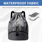 JELUTAR Drawstring Backpack Gym Bag with Shoes Compartment for Soccer, Basketball, Swim, Water-Resistant String Backpack Beach Cinch for Women Men, Dark Grey