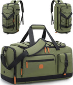 Gym Bag for Men and Women with Shoe & Laptop Compartment, 3-in-1 Sports Travel Duffel Bag Anti-Theft Weekender Carry-on Backpack for Airplane & Workout, Overnight Travel Bag, 35L, Green, Medium