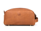 10" Premium Leather Toiletry Travel Pouch With Waterproof Lining | King-Size Handcrafted Vintage Dopp kit By Aaron Leather Goods (Buckthrown Brown)