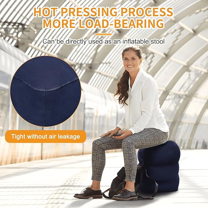 1pc Inflatable Foot Rest Pillow Air Travel Foot Rest Adjustable Height Airplane Under Desk Foot Rest