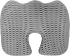 Gooo&Ma Air Fiber Seat Cushion for Office Chair, Breathable U-Shape Tailbone Relief Cushion for Desk Chair, Washable Ergonomic Chair Pad for Driving & Gaming, Cooling Mesh Back Support(Grey)