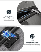 Coolife Luggage PC+ABS Hardshell Suitcase with TSA Lock, Spinner Carry On Lightweight (silver, S(20in_carry on))
