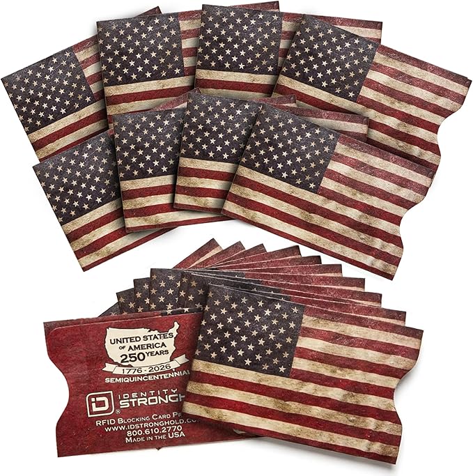 RFID Blocking Credit Card Sleeve Protectors – USA Made Slim Wallet Inserts for Credit Cards, Debit Cards & ID Protection (16, Red)