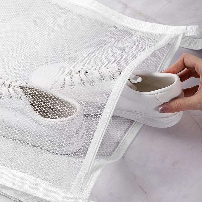 2 Pack Shoe Dryer Bag, Reusable Sneaker Dryer Bag for Shoes, 15.7x15.7 in Mesh Shoe Drying Bags with Zipper and Strap for Washing Machine