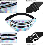 Frienda 2 Pieces Holographic Fanny Pack for Women Colorful Sport Waist Bag Pack