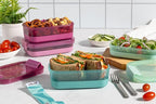 Ello 2-Pack Lunch Stack Plastic Food Storage Container Bento Box with Airtight, Leak-Proof Locking Plastic Lids and Silicone Base, BPA-Free, Freezer, Microwave, and Dishwasher Safe, Mint Chip