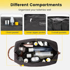 Vorspack Travel Toiletry Bag - Hanging Toiletry Bag for Men Water Resistant Canvas Shaving Bag with Large Capacity for Travel - Dark Grey