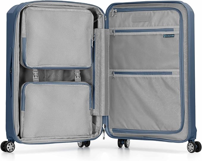 Traveler's Choice Pagosa Hardshell Expandable Luggage with Spinner Wheels, Slate Blue, 3-Piece Set (22/26/30)